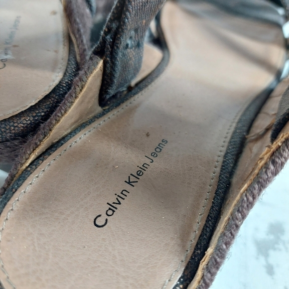 Calvin Klein Jeans Women's Brown Ankle Strap Wedge Sandals V290 - Picture 7 of 10